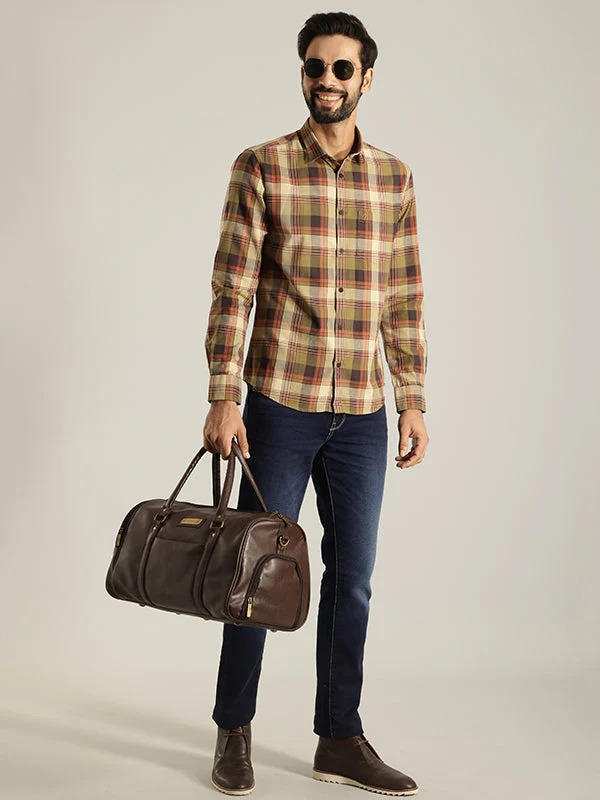 Indian Terrain Men's Slim Fit Full Sleeve Checkered Multicolor Shirt